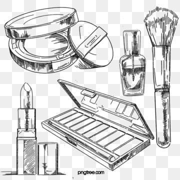 Drawing Makeup Products, Drawings Of Makeup Products, Makeup Palette Drawing, Lipstick Drawing Sketch, Makeup Brushes Drawing, Nails Drawing Sketch, Makeup Drawing Illustration, Makeup Products Drawing, Makeup Brush Drawing