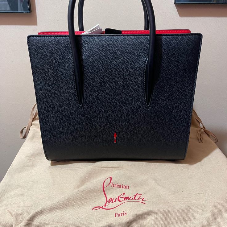 Brand New Never Worn Still In Wrapped Condition Comes With Dust Bag Will Provide Receipt For Authentication That Was Bought From Louboutin Store Christian Louboutin Bag, Louboutin Bag, Louboutin Bags, Michael Kors Jet Set, Kate Spade Top Handle Bag, Black Red, Christian Louboutin, Dust Bag, Top Handle Bag