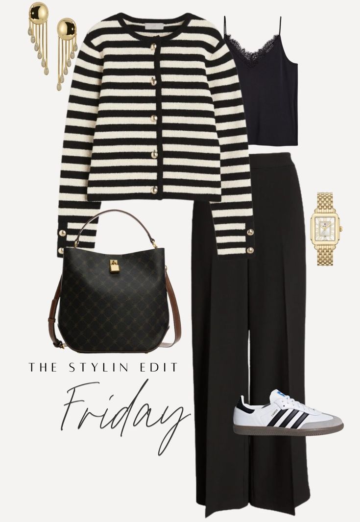 OOTW 12/17 - Stylin by Aylin Fine Knit Cardigan, Nature Wildlife, Cardigan Outfits, Casual Chic Outfit, Looks Chic, Work Wardrobe, Striped Cardigan, Outfits Casuales, Jacket Outfits