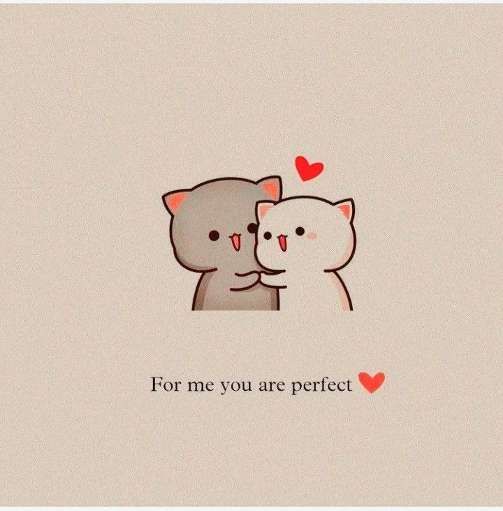 two bears hugging each other with hearts in the background and text for me you are perfect