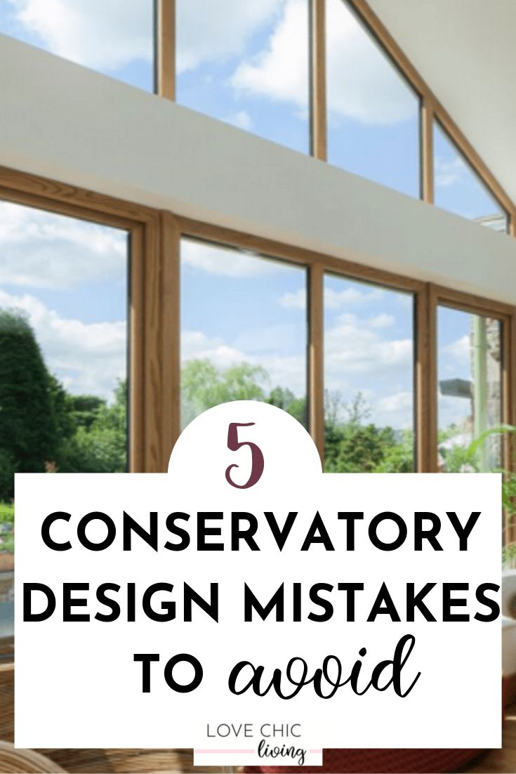 a living room filled with furniture and windows that have the words conservattory design mistakes to avoid