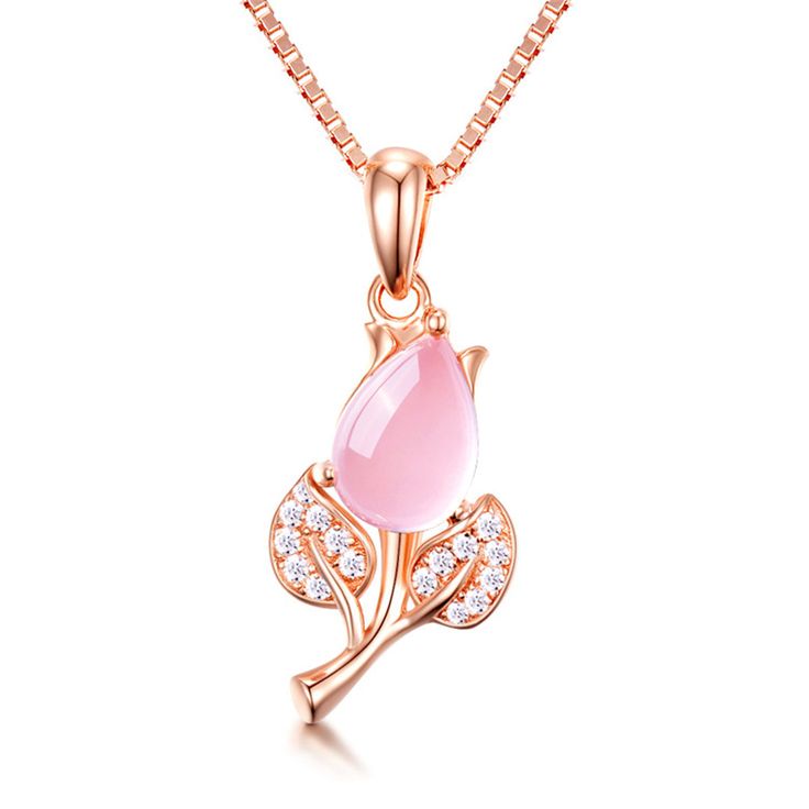 Finish off looks with a bit of glitz by donning this necklace designed to shine with a luxe 18-karat rose gold plating. Chain: 18'' L Pendant: 0.47'' W x 0.59'' L Lobster claw clasp 18k rose gold-plated copper / cubic zirconia / rose quartz Rose Gold Cubic Zirconia Clavicle Chain Jewelry, Rose Gold Cubic Zirconia Round Necklace, Rose Gold Diamond Pendant Charm Necklaces, Rose Gold Cubic Zirconia Necklace, Formal Rose Gold Necklaces With Flower Pendant, Formal Rose Gold Necklace With Flower Pendant, Rose Gold Plated Jewelry For Valentine's Day, Gold Diamond Jewelry With Rose Design, Valentine's Day Rose Gold Plated Jewelry