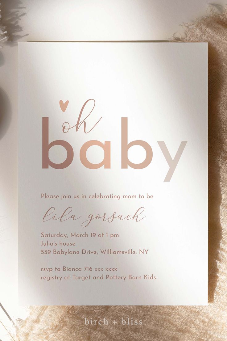 a baby shower is shown with the word oh baby in pink and gold on it