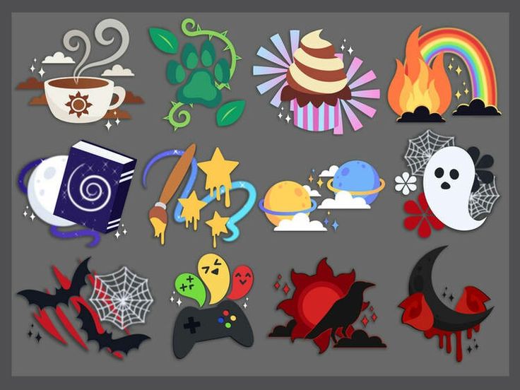 various halloween cut outs on a gray background