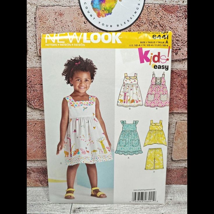 This Is A Sewing Pattern By New Look, Numbered 6441. It Is Designed For Infant And Toddler Girls, With Compatible Sizes Ranging From Us Size 1/2 To 4. The Pattern Includes Options For Both A Dress And Capri Shorts. It Is Uncut And Features Kids Sizes. Clean. New. Smoke Free. Nor Returns On New Patterns. I Toddler Girl Dress, Capri Shorts, Toddler Girl Dresses, A Dress, Girl Dress, Toddler Girls, Sewing Pattern, Toddler Girl, Baby Toddler