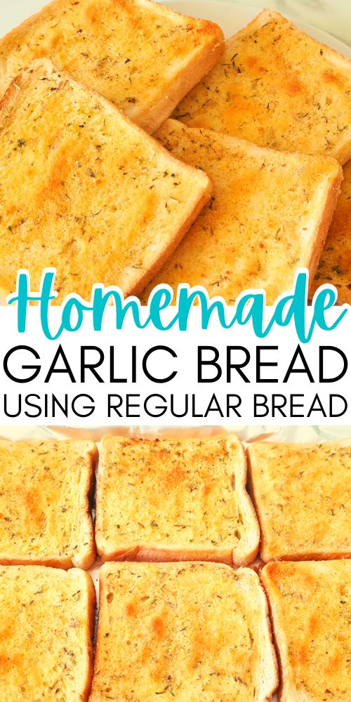 homemade garlic bread using regular bread is so good and easy to make it looks delicious