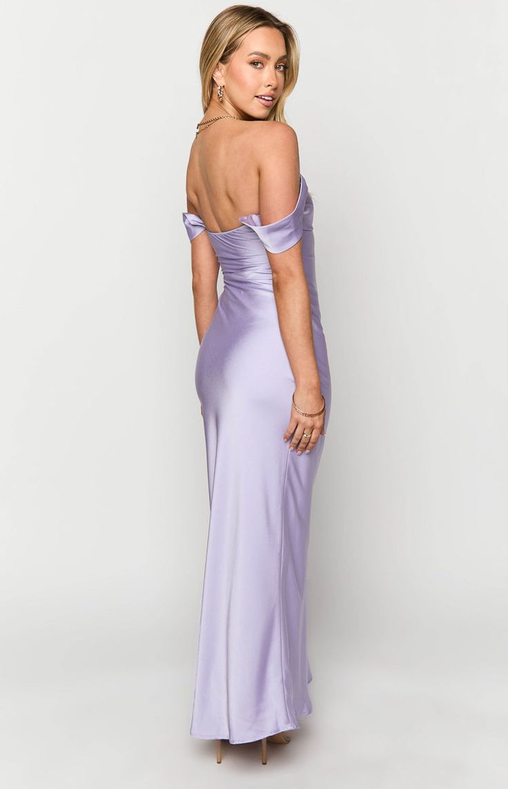 Lilac Off Shoulder Formal Dress

How to style:
Impress the crowd at your next formal event in our exquisite Lilac Formal Dress (). It is perfect for weddings, galas, or any special occasion. Pair it with your favourite gold jewellery () and nude heels (), and be ready to step out in style.

Features:


  
 * Light weight satin material
 
 * Maxi length
 
 * Non stretch
 
 * Bias cut skirt  
 * Gathered bust detailing  
 * Off the shoulder style
 
 * Fully lined bust - elsewhere unlined
 
 * Invisible zip on left side
 
 * Grip on inner bust Lilac Formal Dress, Purple Lace Maxi Dress, Off Shoulder Formal Dress, Maxi Formal Dress, Prom Midi Dress, Purple Maxi Dress, 60's Dress, Bias Cut Skirt, Formal Dress Shops