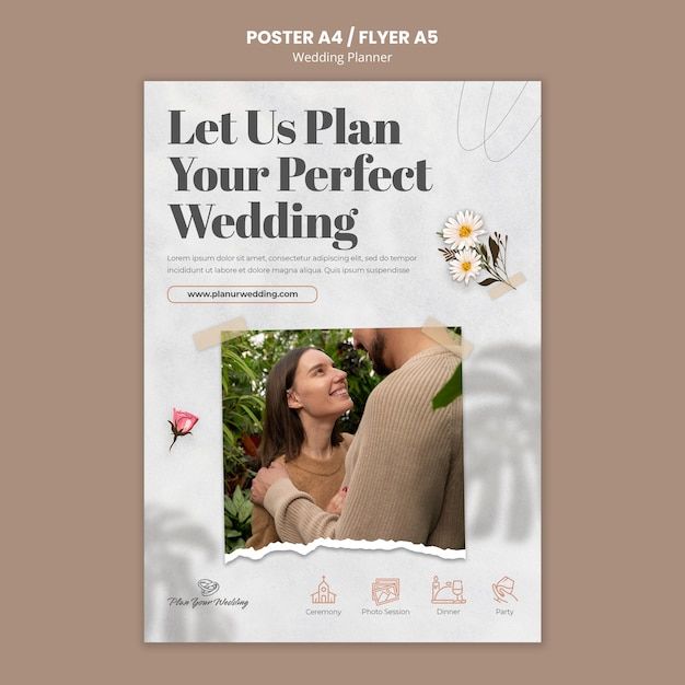 a poster with the words let us plan your perfect wedding