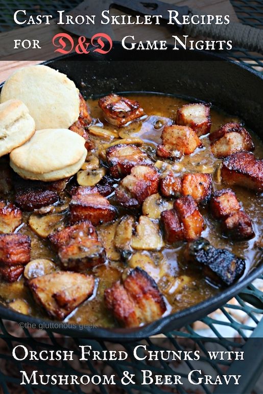 the cast iron skillet recipe for game nights includes mushrooms and beer gravy