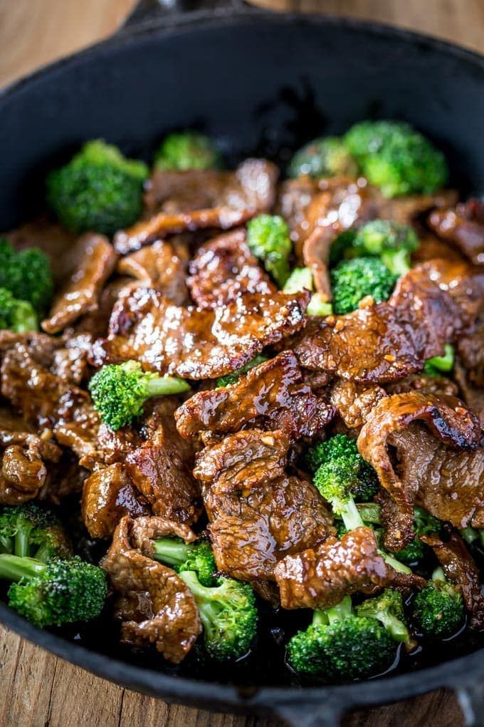 broccoli and beef in a skillet with the words keto low carb pale