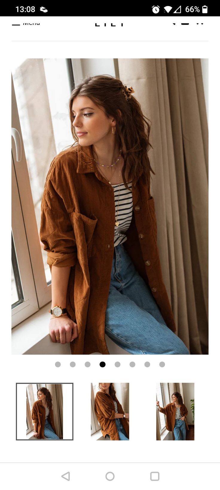 Brown corduroy shirt Womens Corduroy Shirt Outfit, Brown Shirt Styling, Styling Corduroy Shirt, Brown Corduroy Button Up Outfit, Cognac Outfit Color Combos, Brown Corduroy Shacket Outfit, Brown Suede Button Up Shirt Outfit, Outfit Ideas Brown Shirt, Courdory Shirt Outfits Women