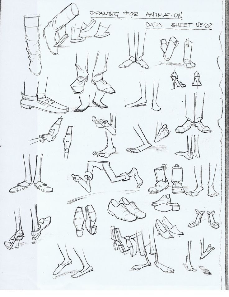 a book with some drawings of feet and legs in different positions, including one on the floor