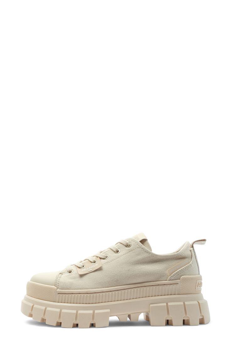 A low-cut cotton canvas upper is grounded by a daring chunky platform on a standout sneaker that will take your street-chic look to new heights. 2 1/4" heel; 1 1/2" platform (size 8.5) Removable Insole Textile upper and lining/rubber sole Imported Canvas Platform Sneakers With Contrast Sole For Streetwear, Beige Vulcanized Canvas Shoes, Modern Everyday Canvas Sneakers, Urban Cotton Sneakers With Gum Sole, Low-top Cotton Canvas Shoes With Contrast Sole, Beige Cotton Canvas Shoes With Vulcanized Sole, Low-top Canvas Shoes With Contrast Sole, Urban Textile Canvas Shoes With Vulcanized Sole, Sporty Sneakers With Canvas Lining