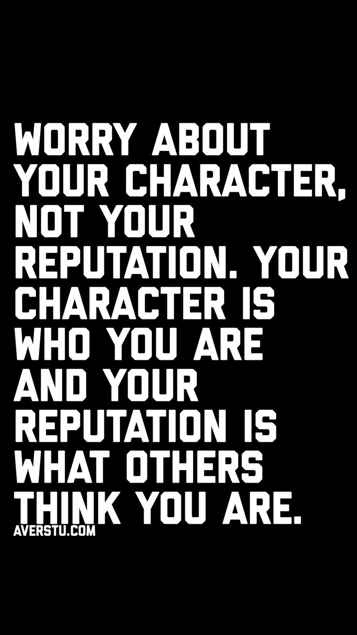 a black and white quote with the words worry about your character, not your repat