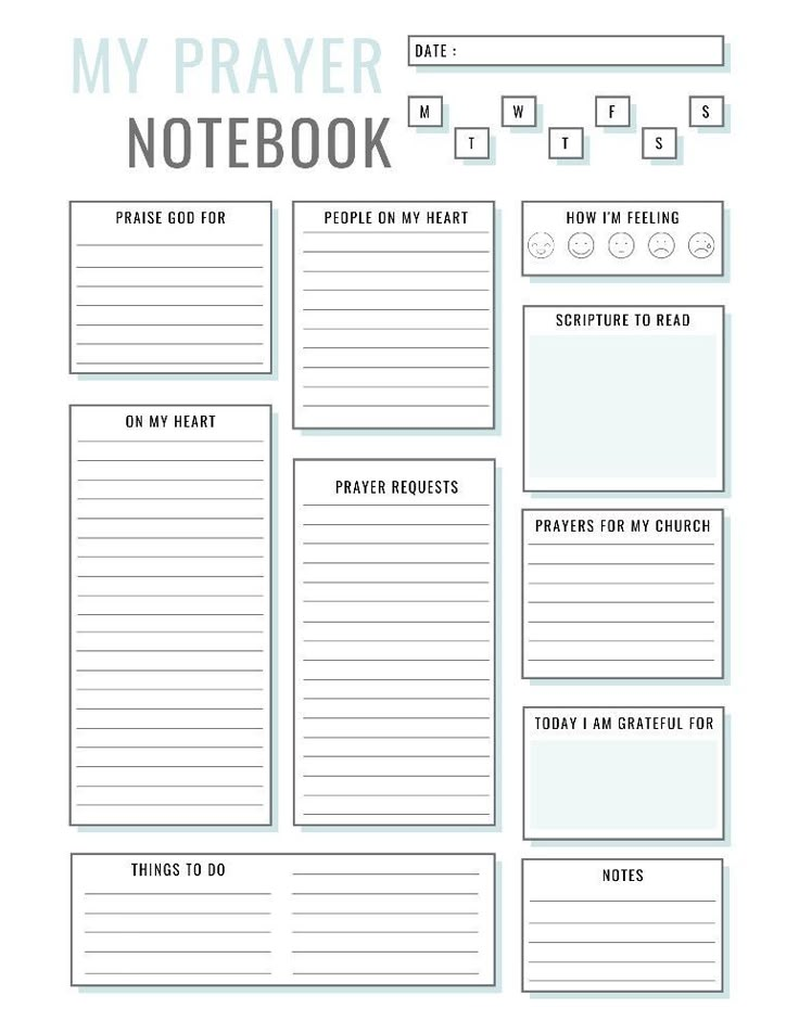 a printable prayer book with the words'my prayer notebook '