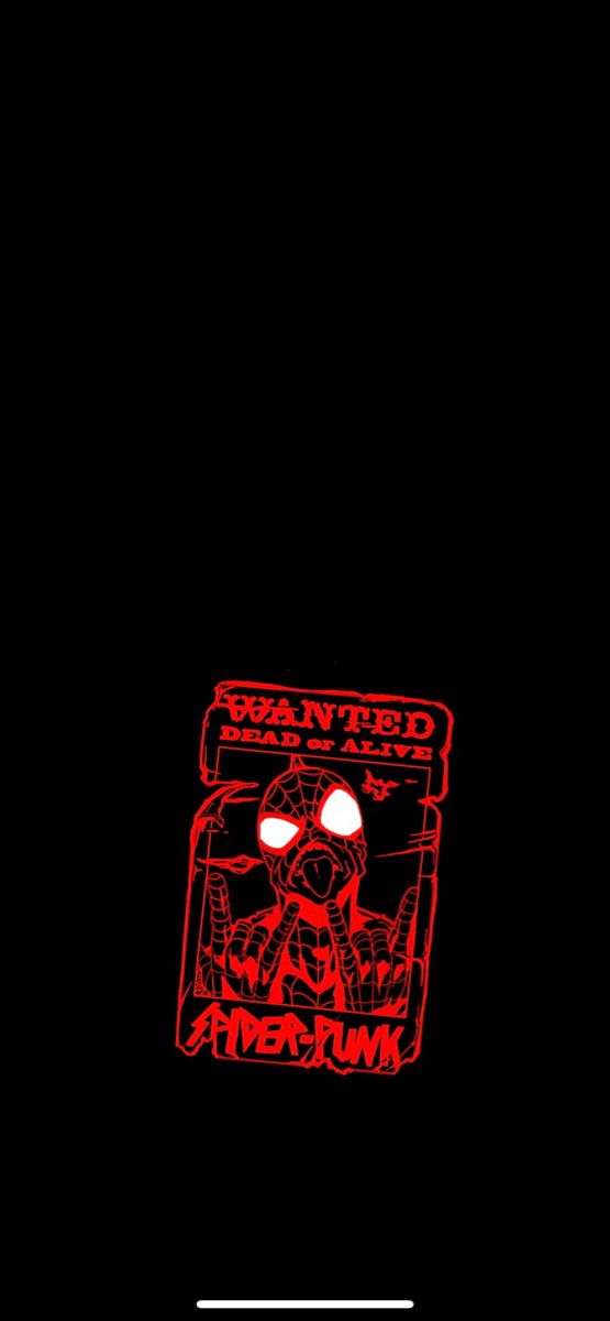 a red sticker on the back of a cell phone with an image of a skull