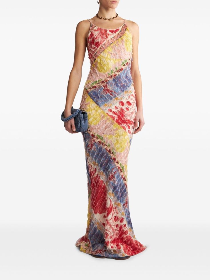 Find ETRO Floral-print Silk-blend Dress on Editorialist. multicolour silk blend floral print scoop neck square open back sleeveless spaghetti straps fringe detailing concealed side zip fastening floor-length straight hem Etro Dress, Dress Code Wedding, Wedding Guest Looks, City Dress, Dress Red, Dress Codes, Coat Dress, Silk Printing, Denim Dress