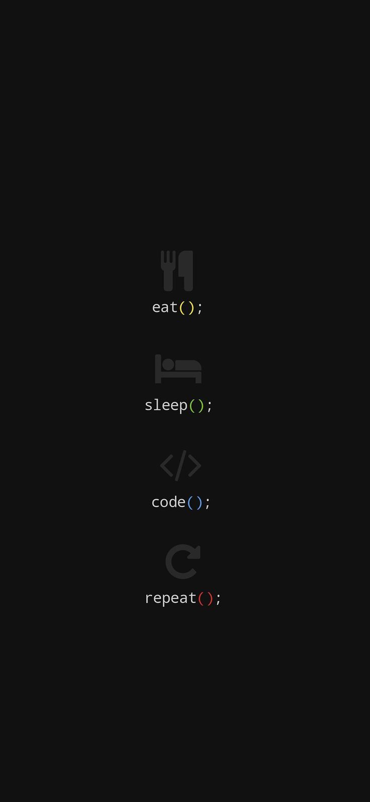 some type of text on a black background with the words eat sleep code repeat and repeat