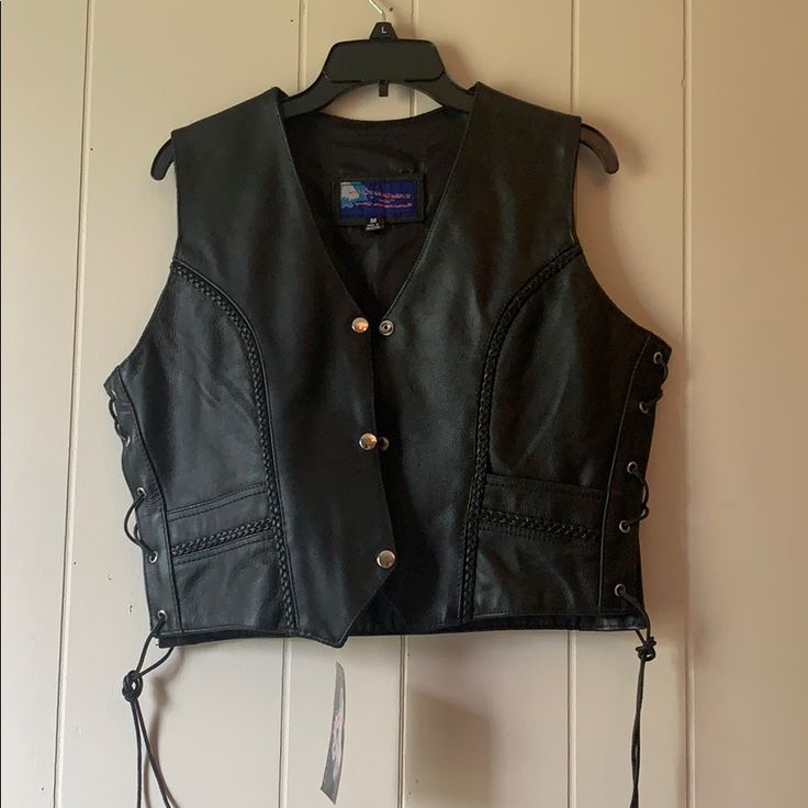 Size M Black Leather Spring Vest, Black Leather Vest For Spring, Punk Mode, Leather Vest, Jackets & Coats, Jackets For Women, Leather, Women Shopping, How To Wear