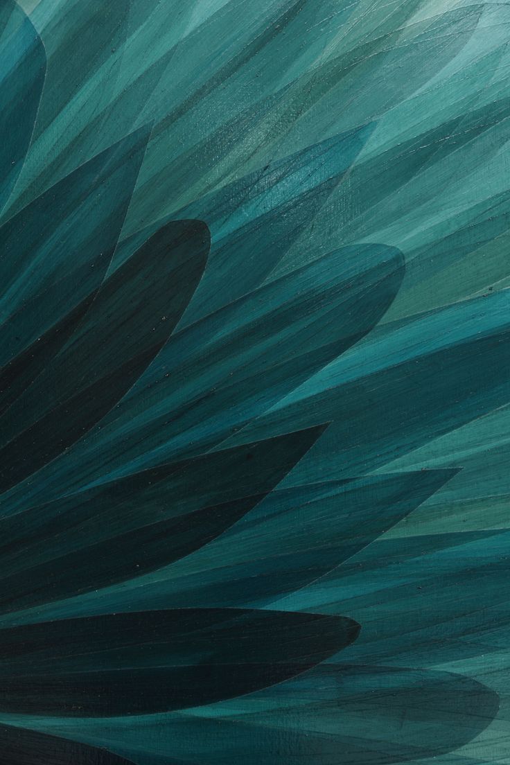 an abstract painting with blue and green colors on the bottom half of it, in shades of teal and black