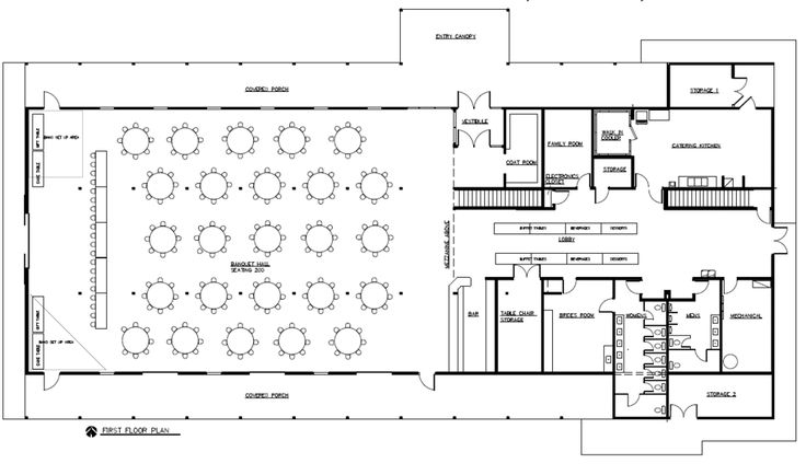 the floor plan for an event venue with tables and chairs, as well as seating areas