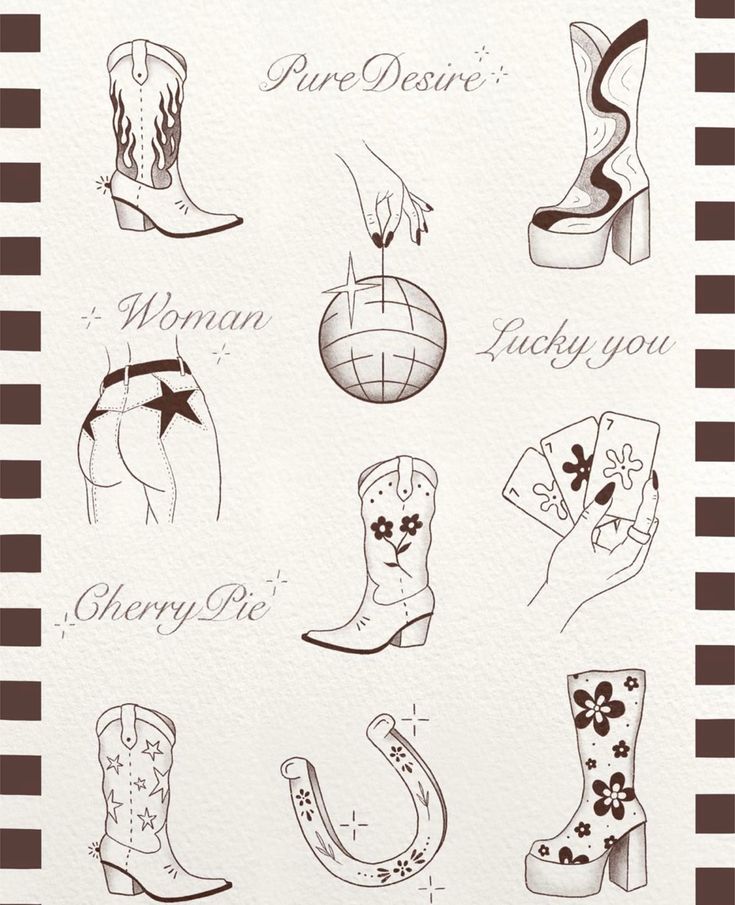 an image of different types of women's footwear on a piece of paper