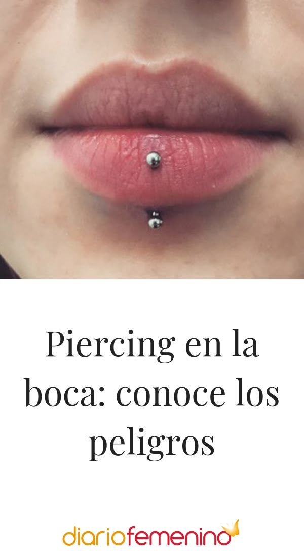 a woman's lips with piercings on her nose and the words piercing en la boca conocce los peligrros