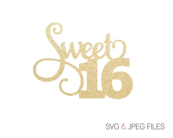 sweet sixteen cake topper in gold glitter