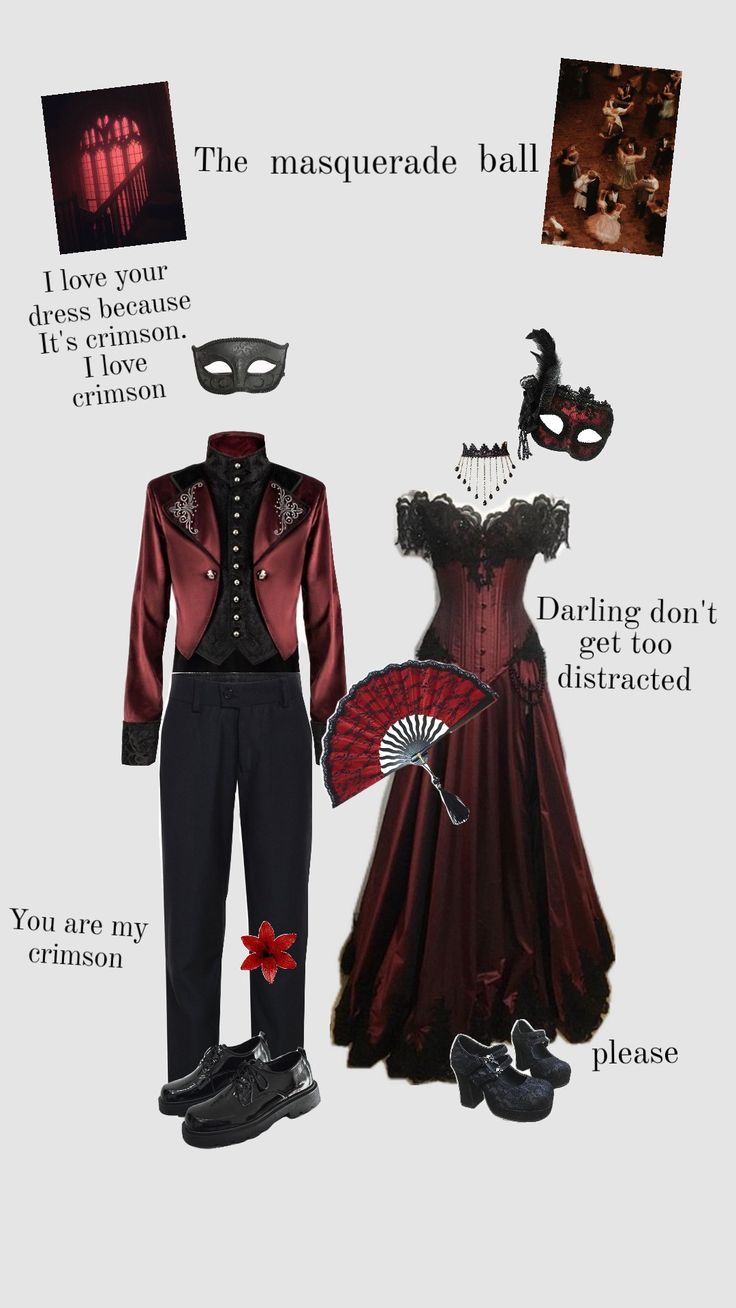 the masquerade ball costume is red and black, but it's not too dark