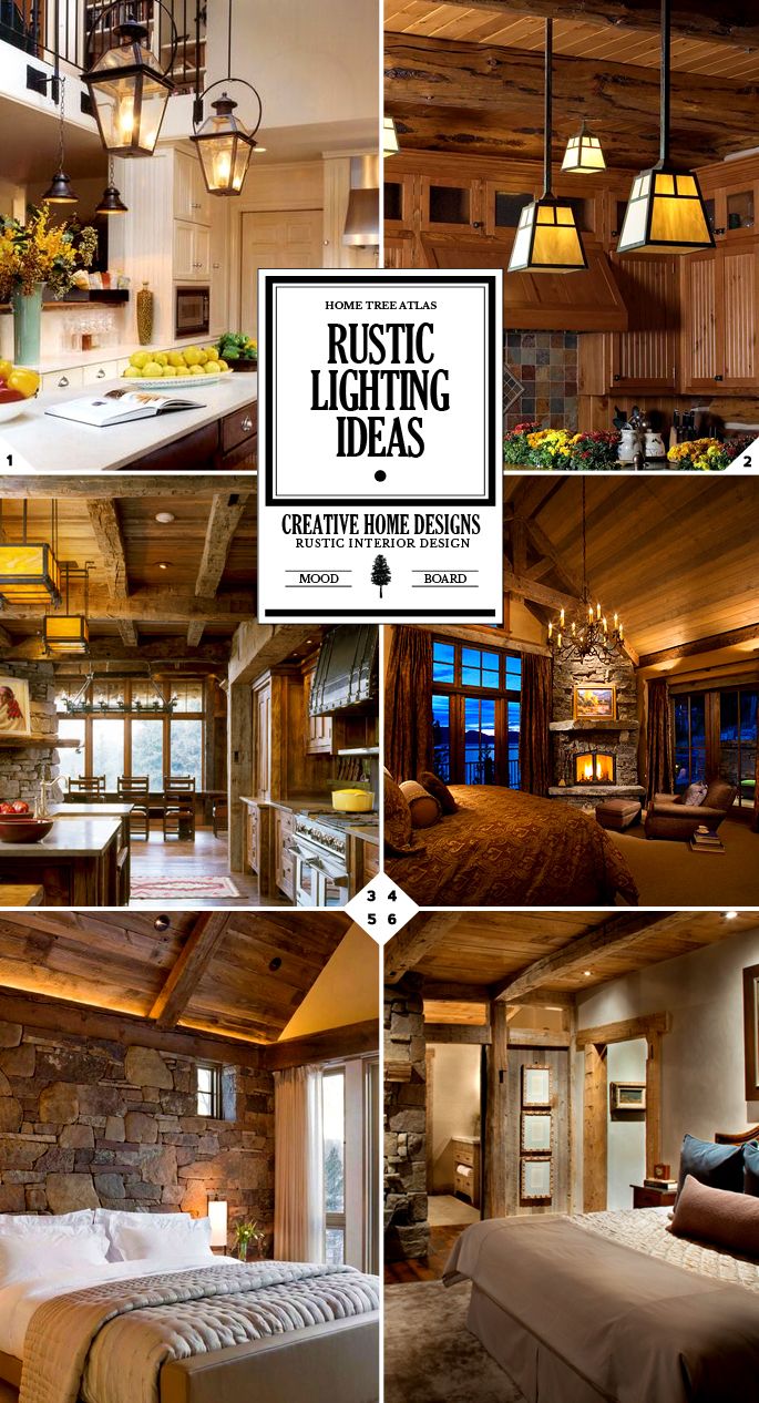 a collage of rustic lighting and decor