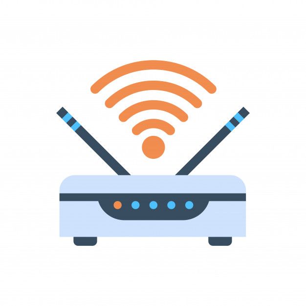 the wifi router is connected to an orange and blue signal on top of it