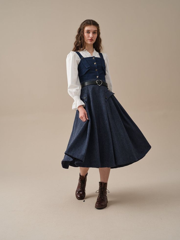 Dress Inspo, Wool Skirt, Wool Skirts, Soft Wool, Winter Wardrobe, Blue Brown, Sense, Blue Color, Romance