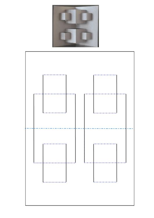 the letter b is made up of four squares and three smaller squares, each with different shapes