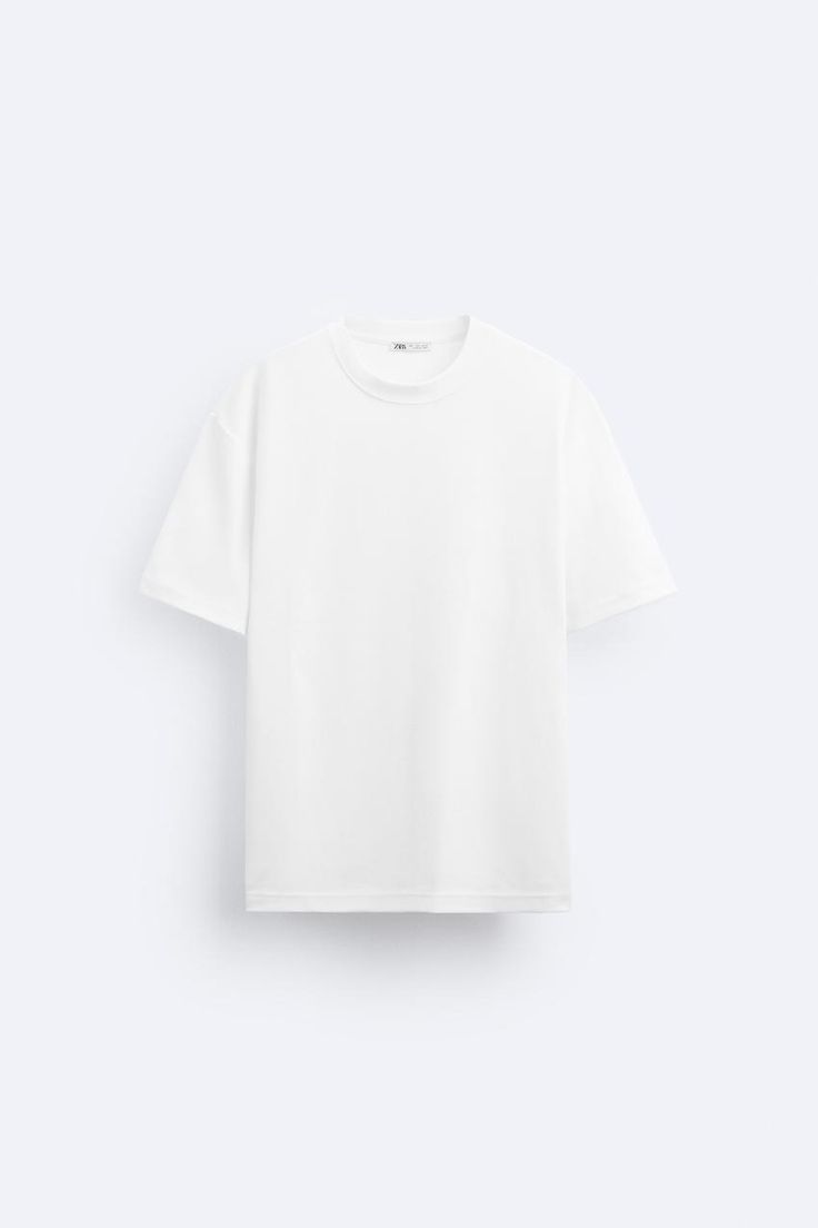 BOXY FIT T-SHIRT - Sea green | ZARA United States White Boxy Fit Crew Neck T-shirt, White Classic Boxy Fit T-shirt, Classic Oversized T-shirt For Summer, Classic Plain T-shirt With Relaxed Fit, Classic Relaxed Fit Plain T-shirt, Zara Short Sleeve T-shirt With Letter Print, Oversized Basic Crew Neck T-shirt, Oversized Classic Summer T-shirt, Classic Oversized Summer T-shirt