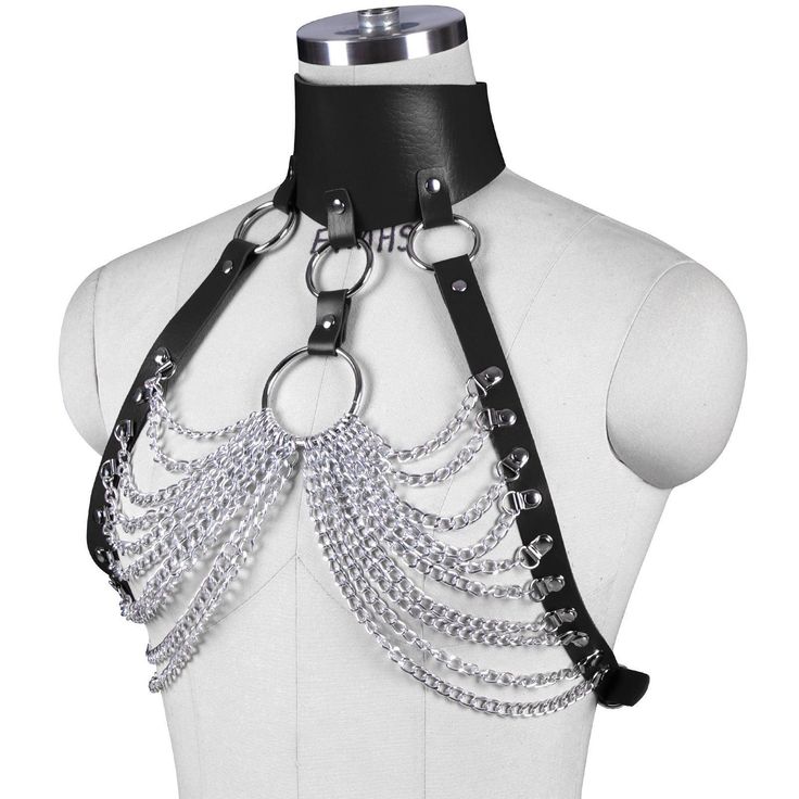 Our Punk Gothic Body Leather Strap will make you look elegant and mysterious. These Sexy Chain Accessories For Women are great for parties, weddings, date nights, and other special occasions. The design of these goth accessories is pure vintage style punk gothic that makes you stand out from the crowd. Please check out our size chart carefully Estimated Time of Delivery: 7-14 daysMaterial:Metal, LeatherPackage Include: 1 x chainNote: There might be 2-3% difference according to manual measurement Chain Harness, Modern Punk, Goth Accessories, Music Festival Fashion, Punk Aesthetic, Bold Accessories, Body Harness, Leather Harness, Fashion Event