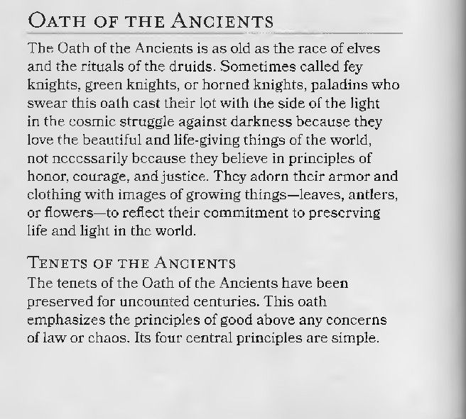 the text is written in black and white on a piece of paper that says oath of the ancients