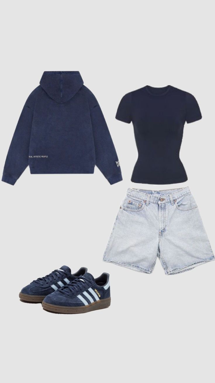 outfit inspo, navy blue outfit, adidas Navy Blue White And Black Outfits, Cute Adidas Shoes Outfit, Navy Streetwear Outfit, Navy Blue Yoga Pants Outfit, Blue And Gold Outfits Casual, Navy Blue School Supplies, Blue Outfit For School, Dark Blue Shoes Outfit, Blue Gilet Outfit