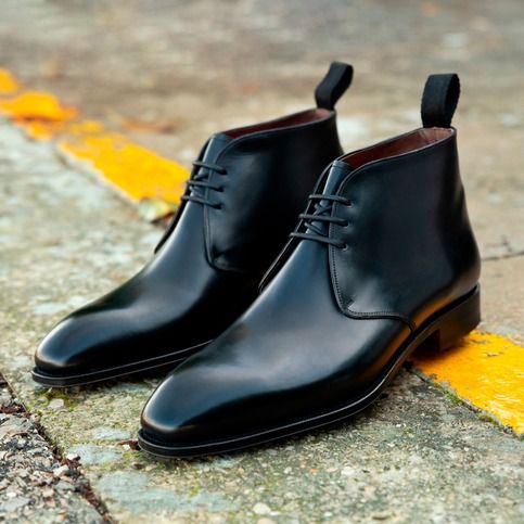 Handmade Black Calf Leather Chukka Boot sold by Unique Handmade Leather Shoes. Shop more products from Unique Handmade Leather Shoes on Storenvy, the home of independent small businesses all over the world. Luxury Formal Chukka Boots With Brogue Detailing, Elegant Leather Chukka Boots With Snip Toe, Classic Leather Ankle Boots With Leather Lining, Formal Swift Leather Shoes With Stitched Sole, Formal Leather Shoes With Swift Leather Sole, Business Chukka Boots With Snip Toe And Rubber Sole, Business Chukka Boots With Rubber Sole And Snip Toe, Leather Dress Shoes With Snip Toe, Elegant Formal Chukka Boots With Stitched Sole