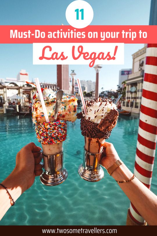 two ice cream sundaes with sprinkles on top and the words 11 must - do activities on your trip to las vegas