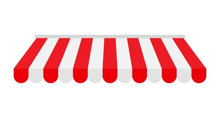 a red and white striped awning on a white background