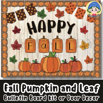 a wooden sign that says happy fall with pumpkins and leaves