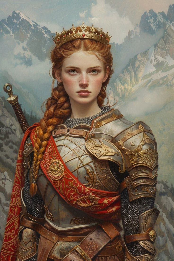 Kievan Rus Aesthetic, Knight Girl Aesthetic, Woman King Aesthetic, Woman Knight Art, Medieval Queen Aesthetic, Blonde Warrior Woman, Dnd Queen, Fantasy Queen Art, Warrior Women Art