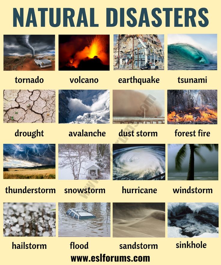 a poster with different types of natural disasters on it's sides and the words,