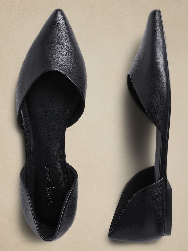 Modern d'Orsay Flat | Banana Republic Factory Minimal Shoes, Black Flats Shoes, Stunning Style, Banana Republic Factory, Pointed Toe Flats, Business Fashion, Leather Slip Ons, Hugo Boss, Flat Shoes Women