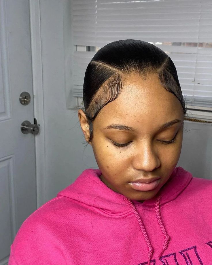 Slicked Back Ponytail 4c, V Part Slick Back Ponytail Bun, Triangle Slick Back Ponytail, Middle Slick Back Bun, 3 Way Part Slick Back, Triangle Part Slick Back Ponytail, Slick Back Styles Natural Hair, Stick Back Hairstyles, Three Part Slick Back Bun