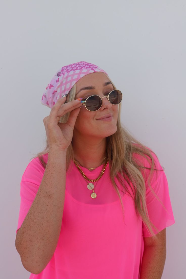 Our bandanas are not only versatile, but are trendy + unique. Wear them around your head many different ways, around your neck, or around your bags! It measures in a square shape at about 20x20 inches long. Wear in a ponytail, around your neck, on a bag, or on the back of your head. This bandana comes in a KAXI original print made up of lions, stars, disco's, bows, flowers, lighting bolts and MORE! This is our most ICONIC KAXI print yet! A Ponytail, Barbie Girl, Square Shape, Bandanas, Original Prints, New Friends, A Bag, Your Head, Print Making