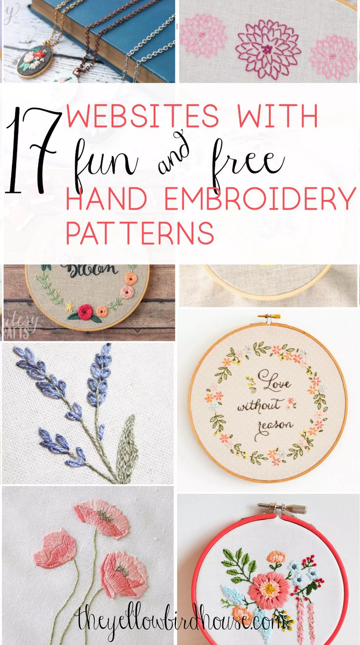 cross stitch patterns with text that reads,'free hand embroidery patterns for beginners '