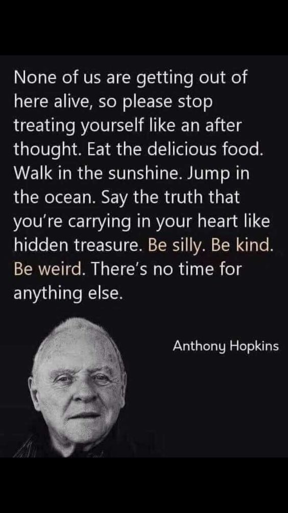 an old man in black and white with a quote from anthony hopkins on it