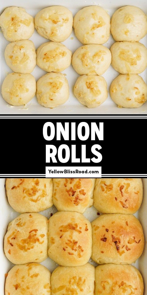 rolls in a white box with the words onion rolls on top and below it,