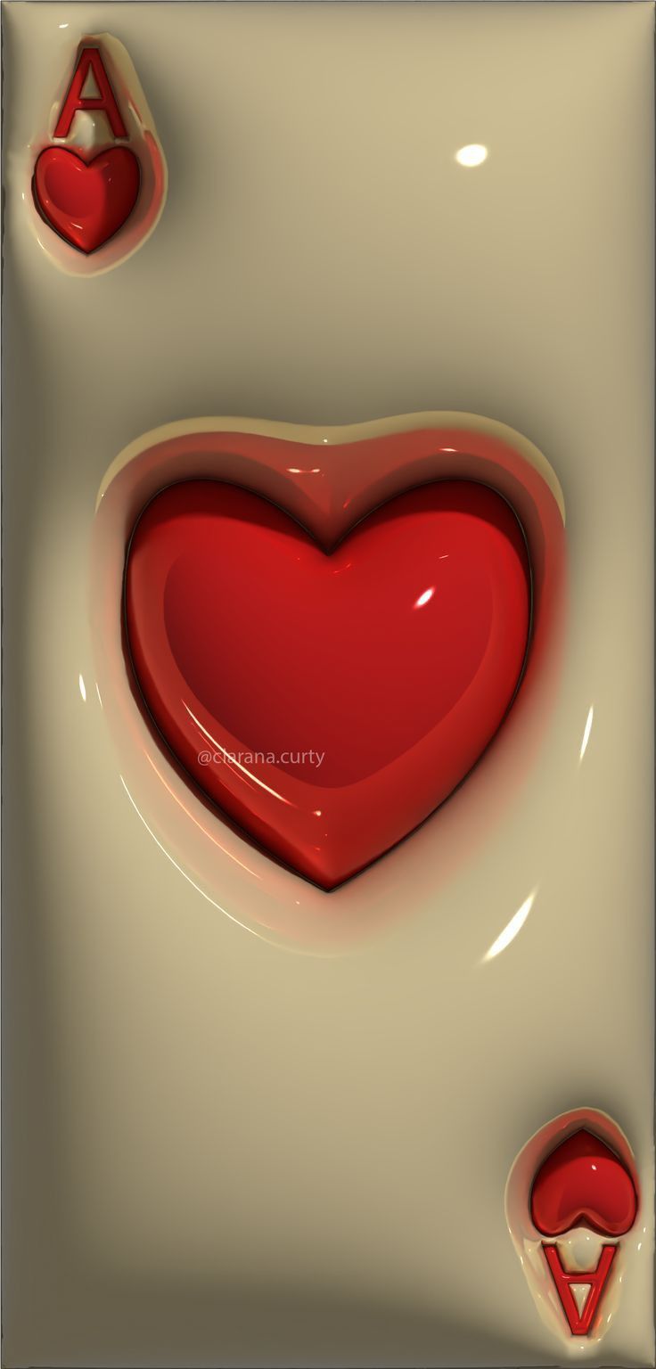 a red heart surrounded by two smaller hearts on a white background with other shapes and sizes